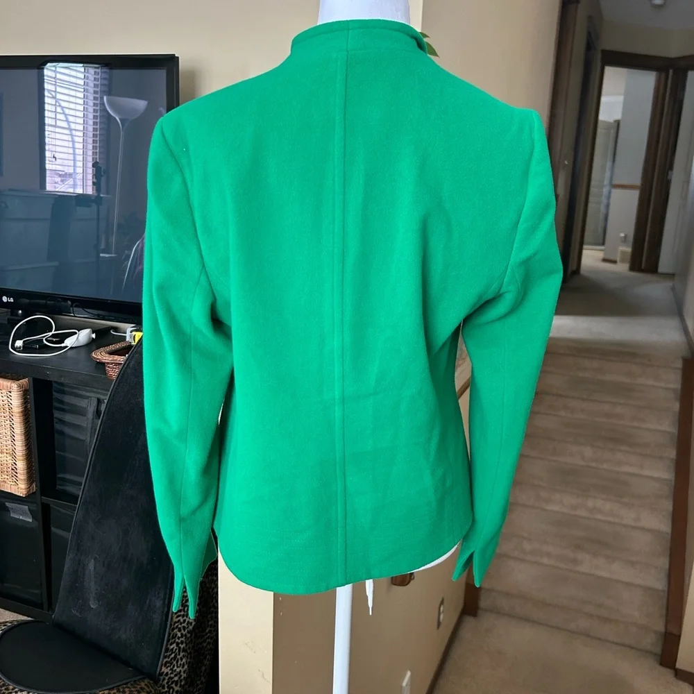 VTG Vibrant Green Women's Wool and Cashmere Blend Blazer - Picture 3 of 10